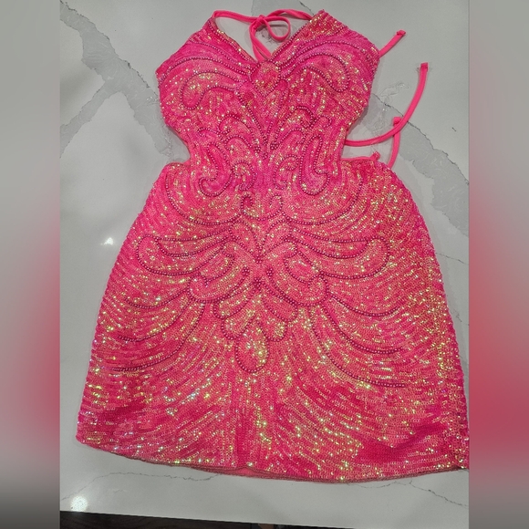 Women's Sparkly Sequin Bodycon Dress Sexy Backless Latin Sequin Dress - Picture 6 of 8